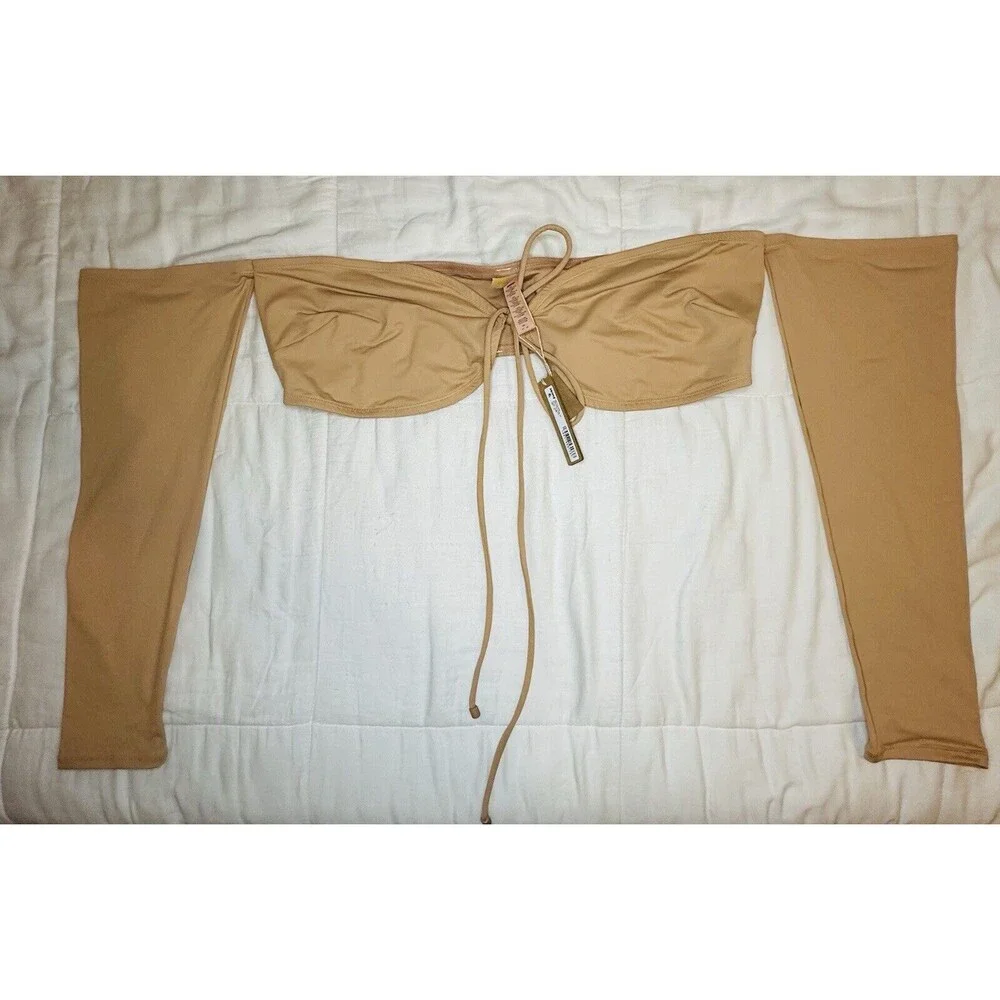 SKIMS Recycled‎ Swim Long Sleeve Bikini Top Ochre Women's SIZE 4X NWT